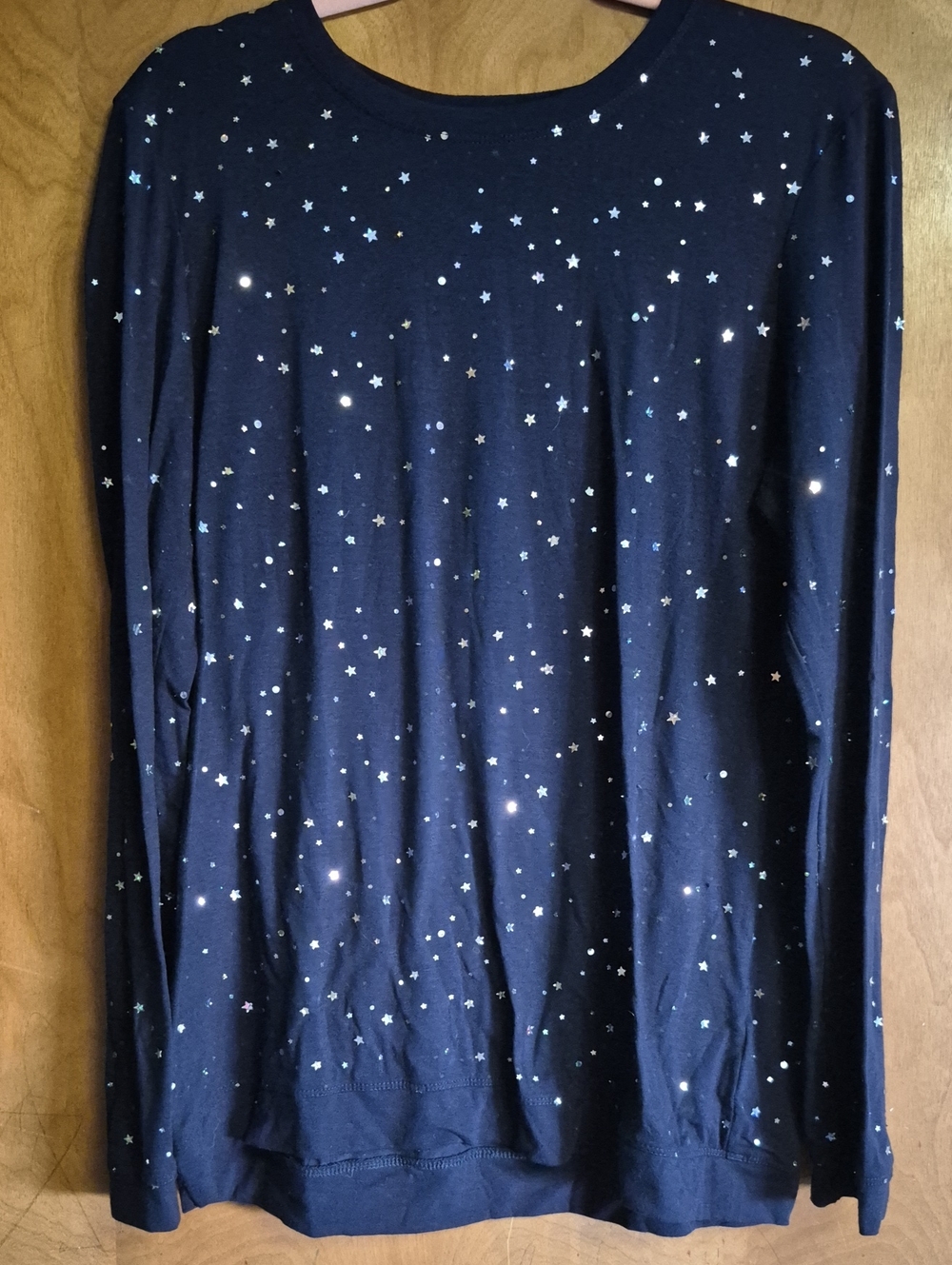 koi Navy Long-Sleeve Tee with Silver Star Print